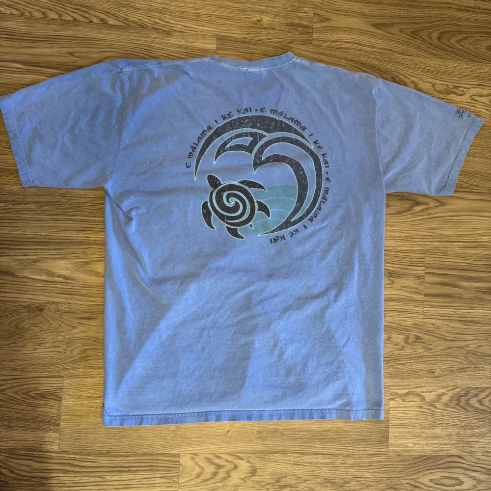 Vintage Y2K Crazy Shirts Blue Hawaii Dyed Sea Turtle Graphic T-Shirt XL Blue